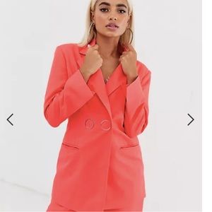 ASOS Coral Strong Shoulder Blazer Jacket size 2. Like new!